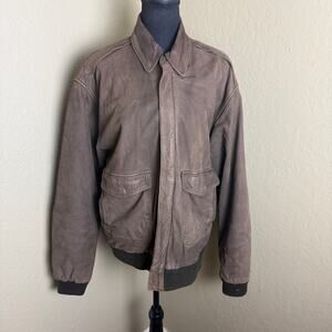 Context Men’s MT Brown Genuine Leather Bomber Jacket Distressed Full Zip